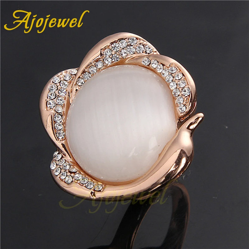 Ajojewel Модные женские кольца с большим камнем ювелирные изделия кошачьим опалом