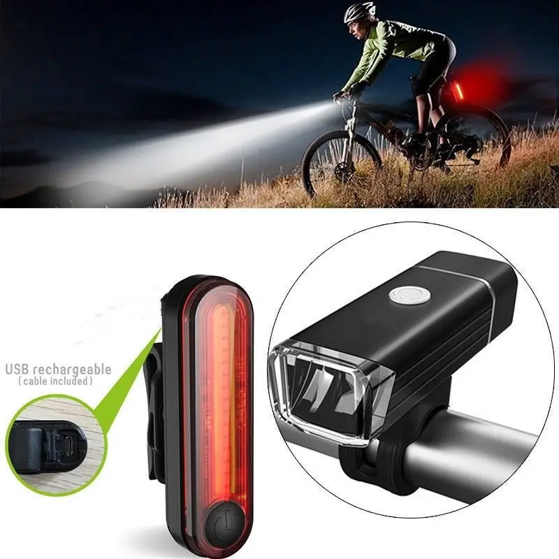 Bike Bicycle Lights USB LED Rechargeable Set Mountain Cycle Front Back Headlight | Спорт и развлечения