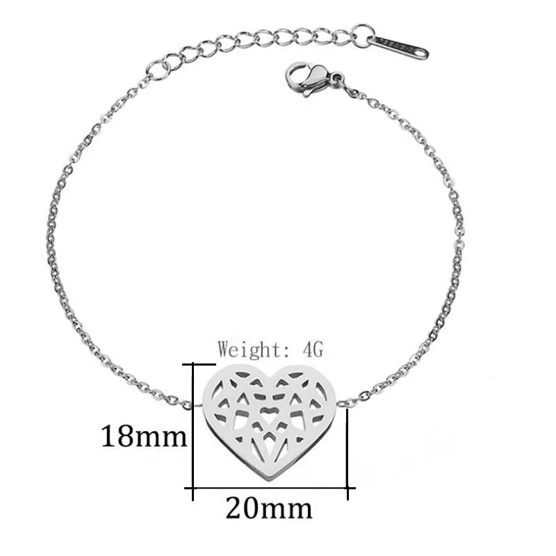 Женский браслет из нержавеющей стали ELSEMODE золотого цвета с полым сердцем