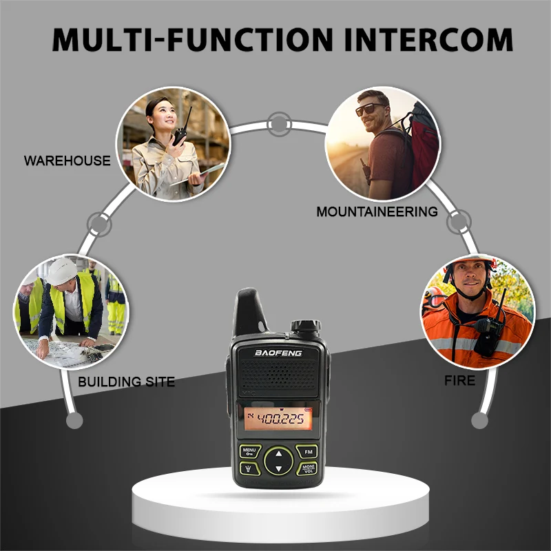 2pcs Baofeng BF-T1 Mini Walkie Talkie UHF 400-470MHz Kids FM Transceiver Radio With PTT Earpiece Child Two Way Radio Comunicador