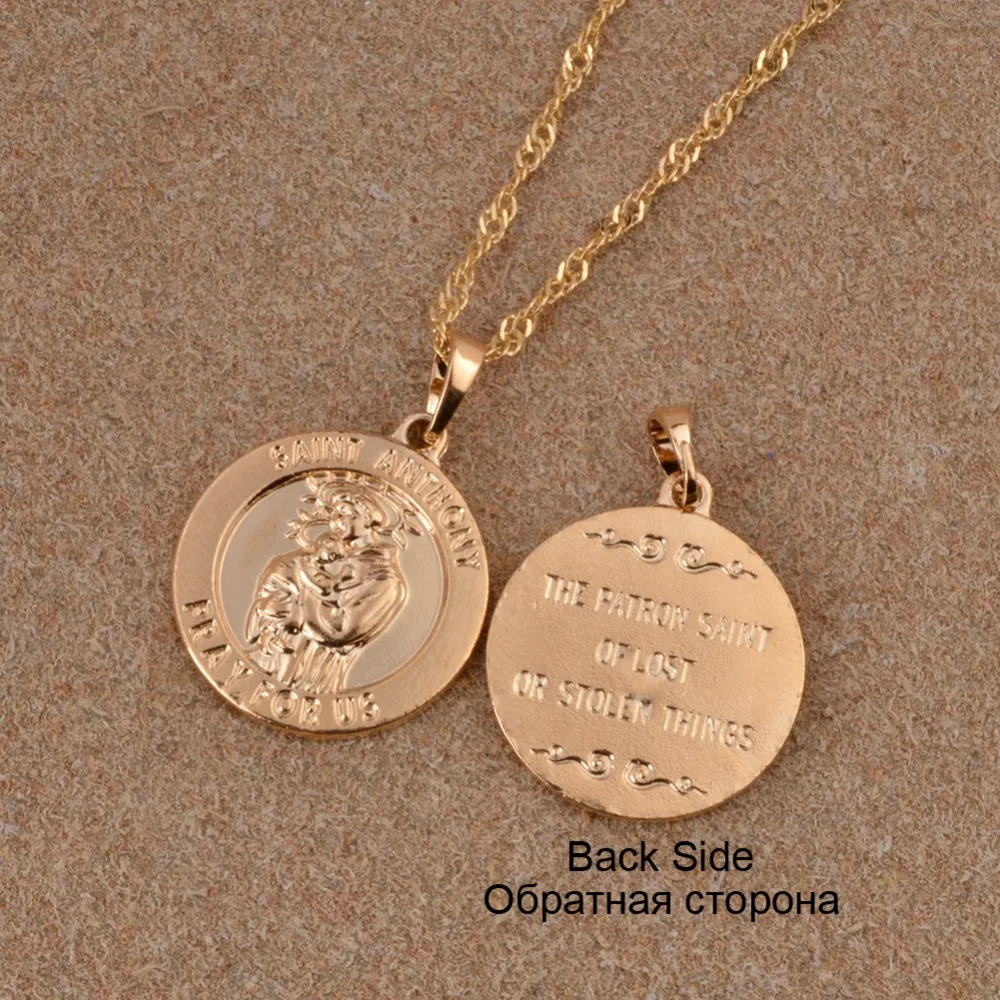 Anniyo Святой Антоний молитесь за нас ожерелья для женщин/девушек религия Святого Антония ювелирные изделия амулет подарки#050104