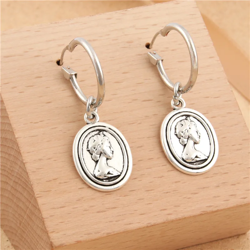 1 пара круглых висячих сережек в форме монеты Элизабет II фигурка подвесные