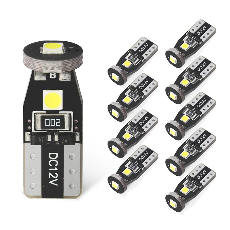 

10PCS Car LED T10 Light Bulbs Clearance DC 12V White 6000K 3SMD Socket W5W 194 Signal Interior Lamps
