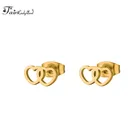 Серьги Двойные сердца из нержавеющей стали, простые антиаллергические серьги-гвоздики