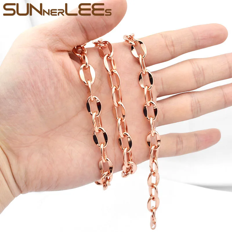 SUNNERLEES модные ювелирные изделия цвета розового золота ожерелье браслет набор 9 мм