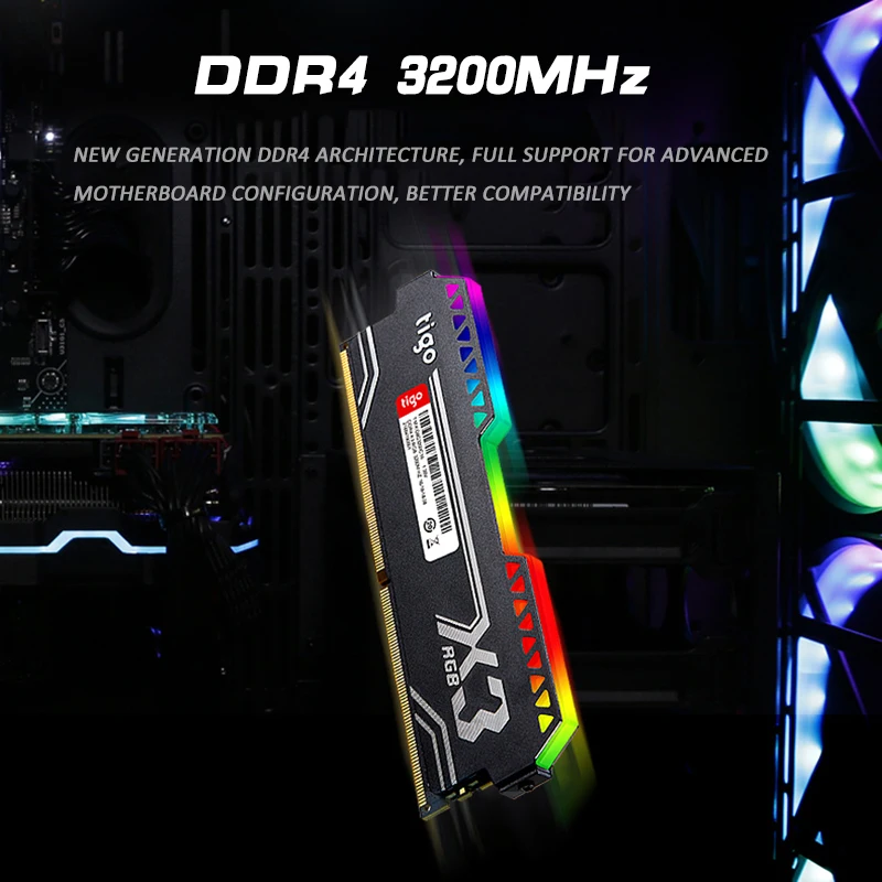 144*45,5 мм X3 RGB DDR4 8G 3200MHz настольная игровая ОЗУ 288 PIN 1,35 V Электронный СПОРТИВНЫЙ ИГРОВОЙ светильник RGB Память ram для настольного ноутбука
