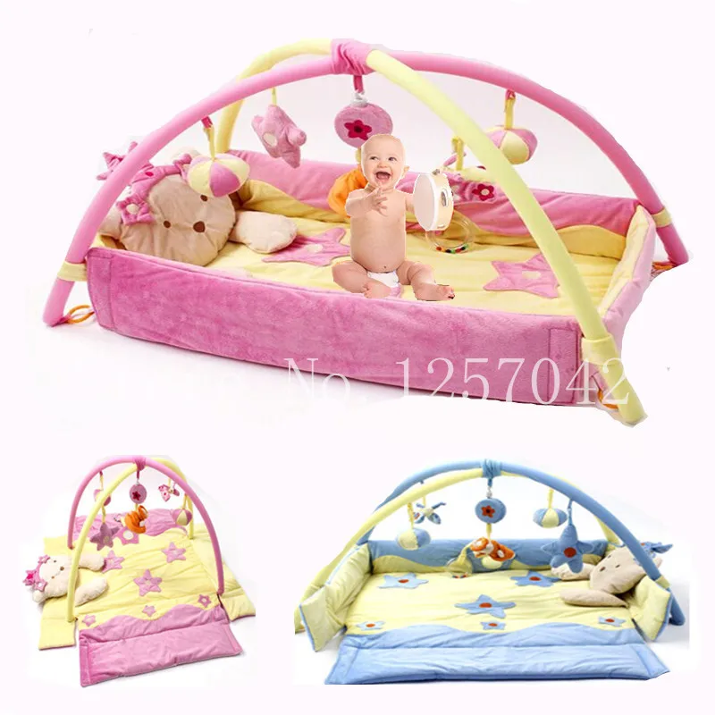 Розовый/Синий Мягкий складной детский коврик для игр игровой новорожденных