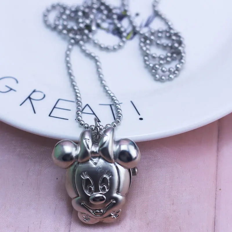 Новые милые карманные часы в форме Микки и Минни мультфильмов модное ожерелье