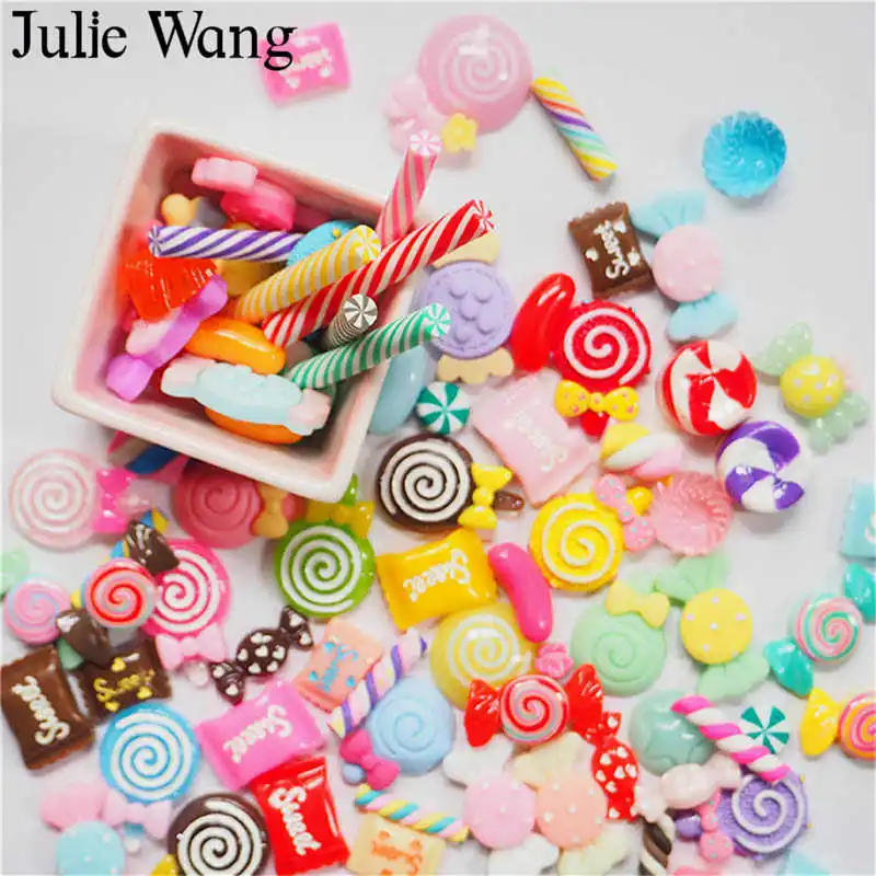 Julie Wang 20 шт. случайная отправка леденцов из смолы кабошонов шармов Кулонов