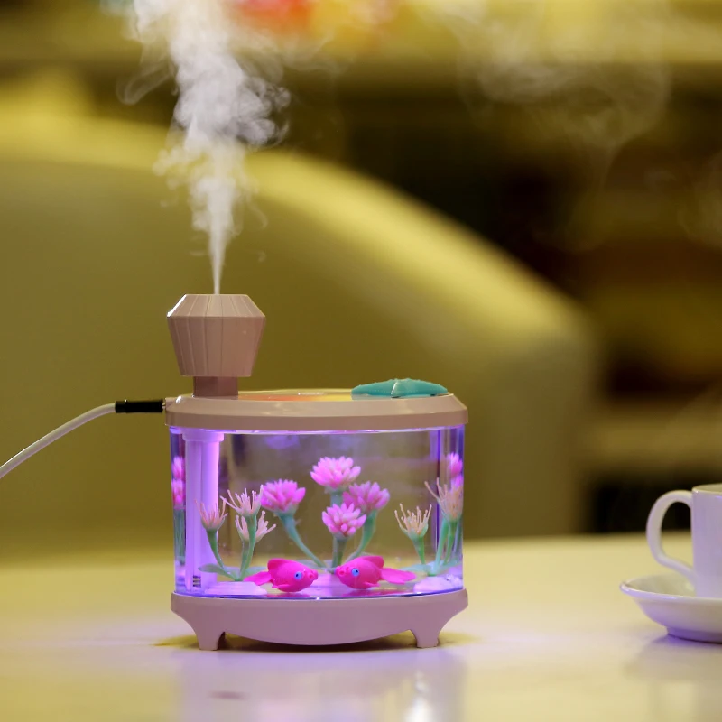 

460 мл увлажнители воздуха USB мини диффузор красивый аквариум Mist Maker светодиодный ночник Fogger лучший подарок 4 цвета