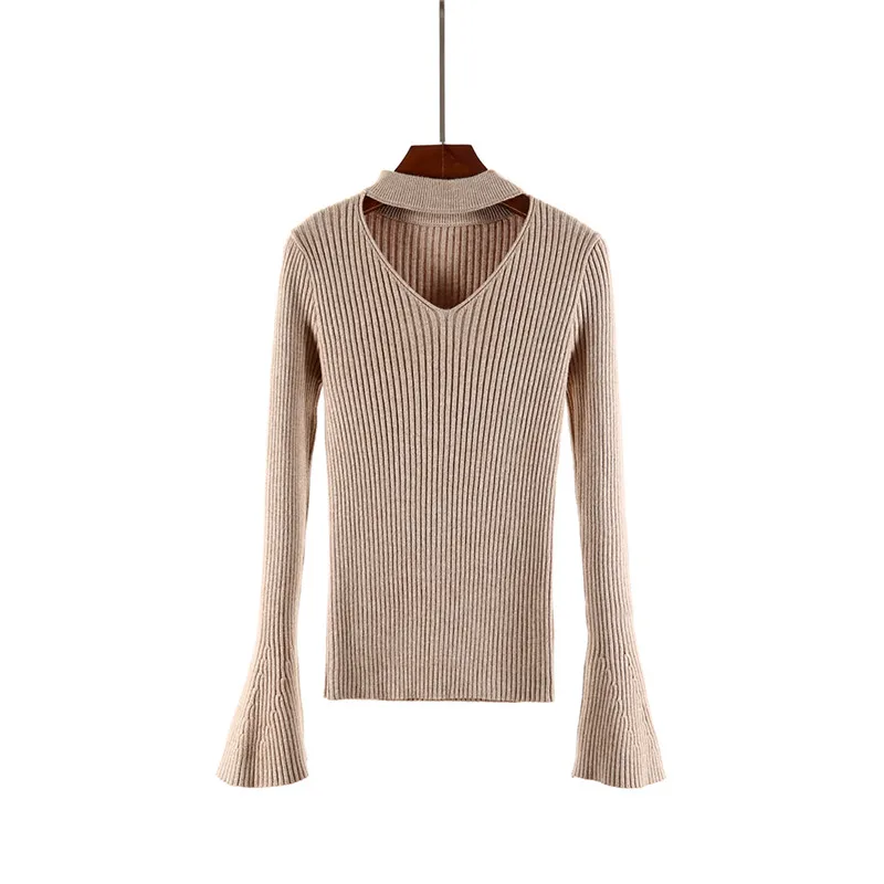 Женский плотный свитер с v-образным вырезом модный осенний пуловер длинным