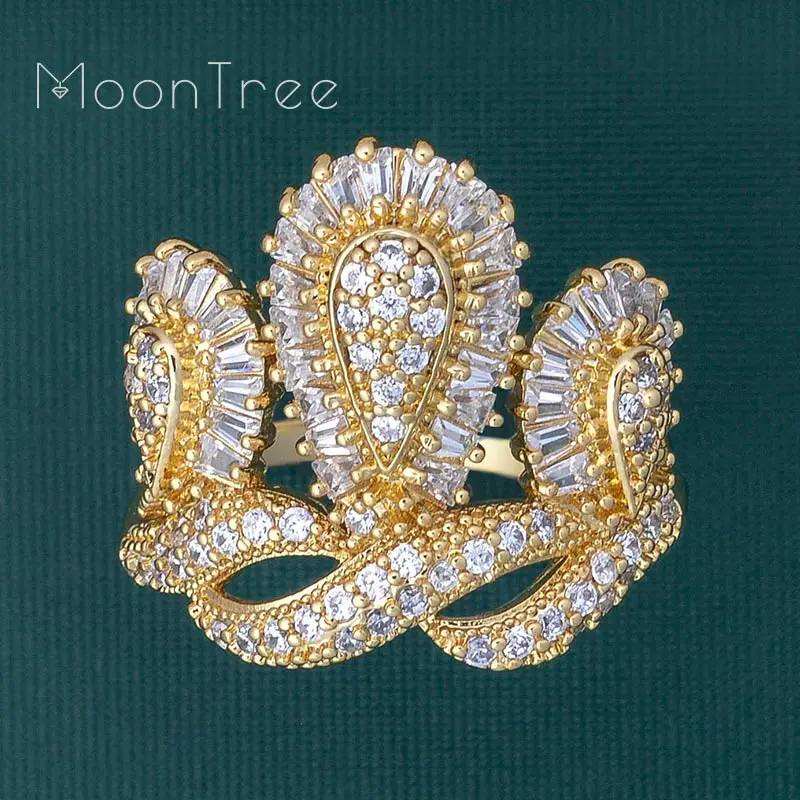 MoonTree роскошная Корона Роскошный Сияющий CZ циркониевый браслет набор колец