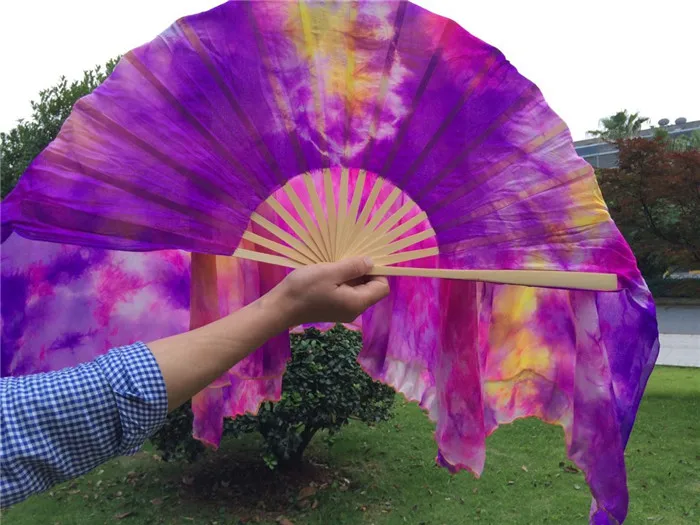 100% шелк 75 см Длинная фата для танца живота пара крашеных бамбуковых лент