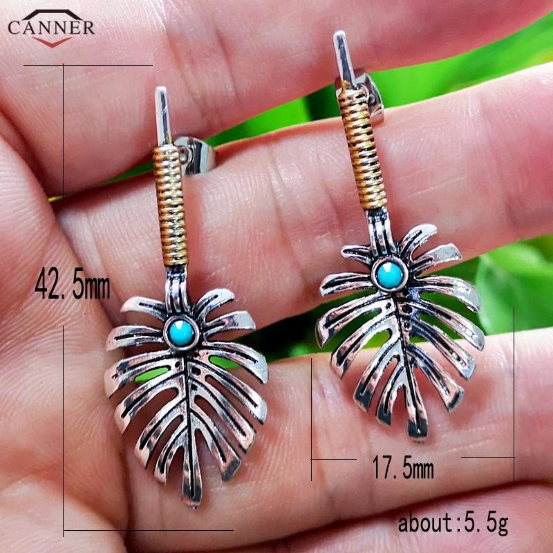 Женские Винтажные висячие серьги с полым листом античным камнем богемные