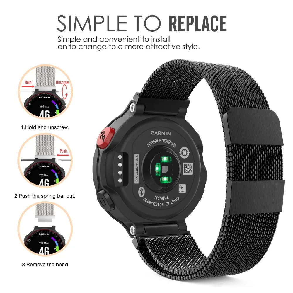 Ktab ремешок для Garmin Forerunner 235 часы милански петля сетки замена
