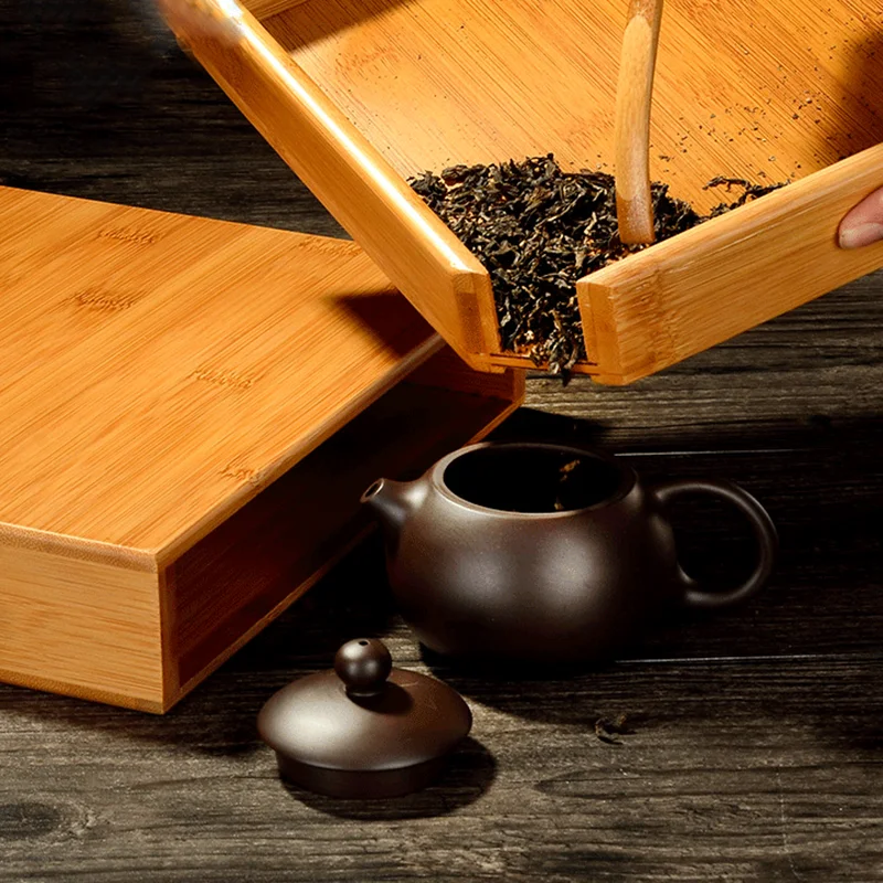 Puer коробка для хранения чая Натуральный Бамбуковый сепаратор квадратные коробки