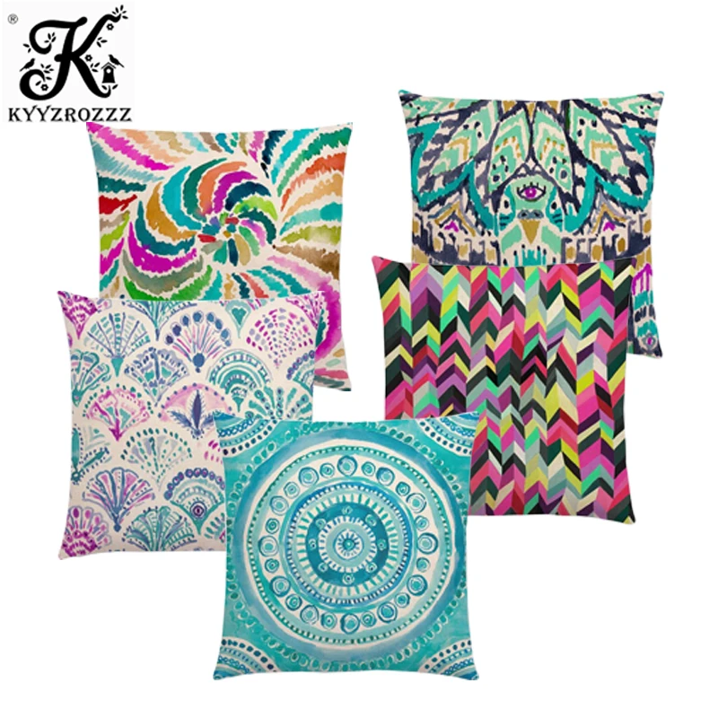 Акварель бохо мандала волны коралловый камуфляж полоса Пейсли геометрические