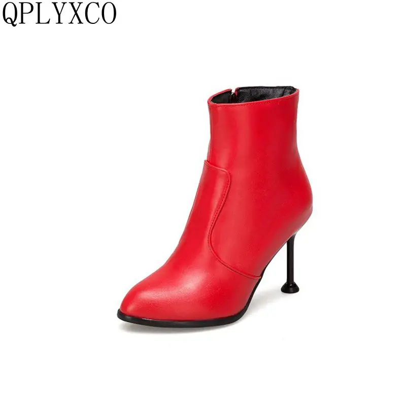 

QPLYXCO Elegant New Big size 31-50 shoes woman ankle boot short Sexy high heels wedding Platform quality New Boots women T607