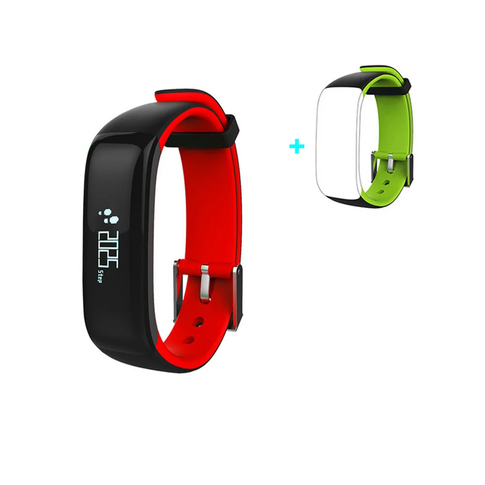 add a green belt P1 Smartband часы кровяное давление Bluetooth умный Браслет монитор сердечного ритма умный Браслет фитнес для iOS Android телефон - Цвет: add a green belt
