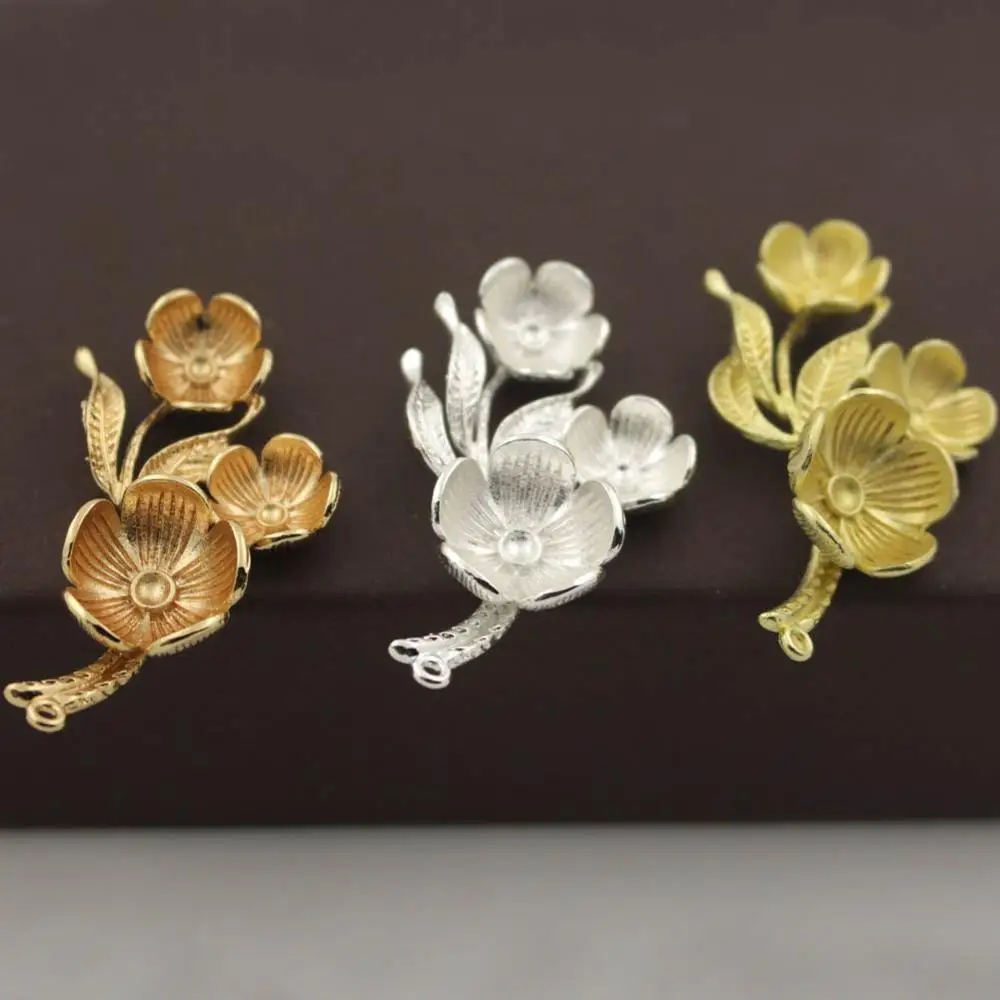 Филигранный цветок лист подвесной кулон Подвески каменные бусины колпачки база