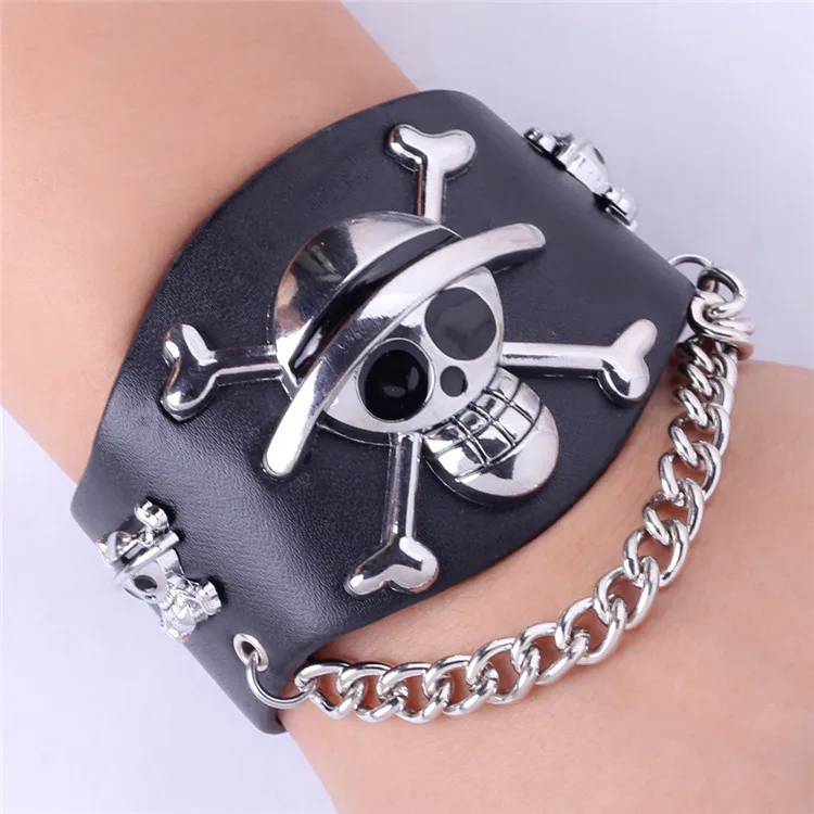 Обувь в стиле панк для мужчин широкий браслет с рисунком из аниме One Piece
