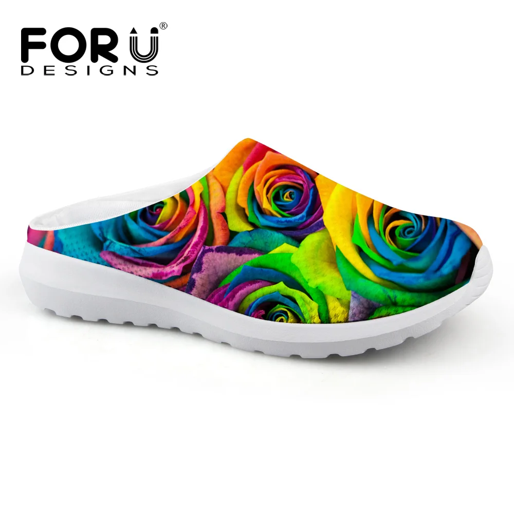 FORUDESIGNS/женские домашние тапочки с цветочным принтом сезон весна-лето сандалии