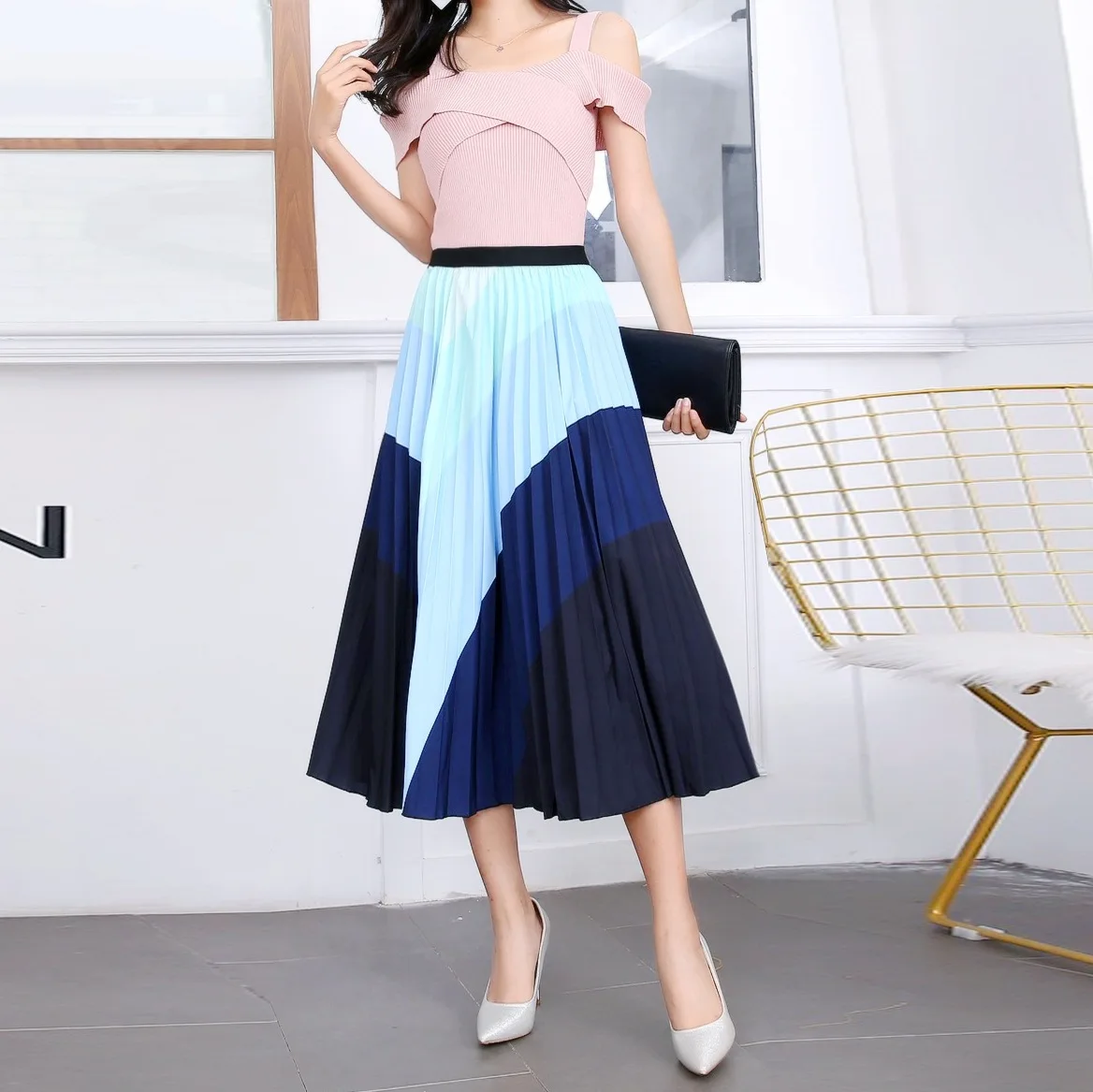 

BONJEAN Long Skirt Girl Female Pleated Skirt Women for Girls