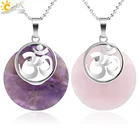 Кулоны и ожерелья CSJA из натурального камня, религиозный 3D символ AUM, полый круглый исцеляющий кулон для женщин и мужчин, Модная бижутерия G050