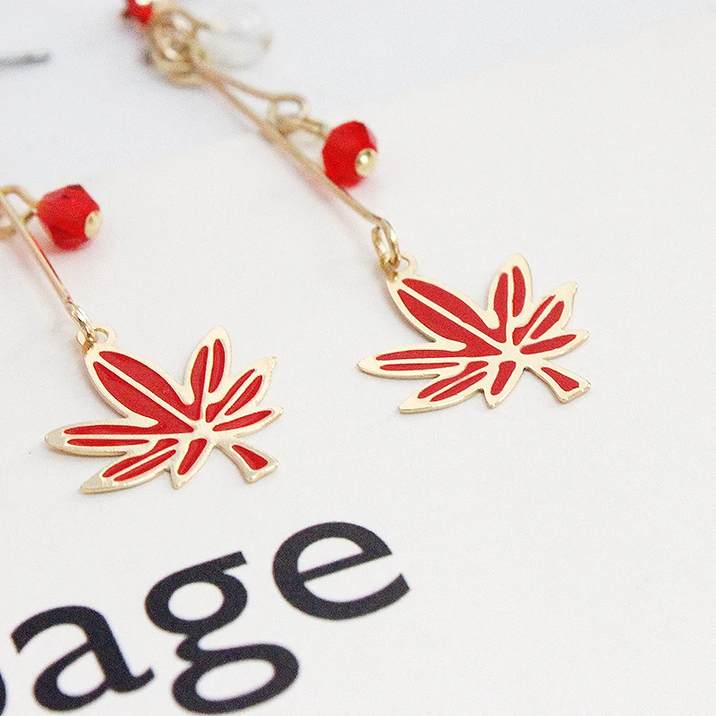 SANSUMMER 2020 New Personality Originality Art And Simplicity Maple Leaf Chain Long Ear Studs Temperament Goddess Earrings 5041 | Украшения
