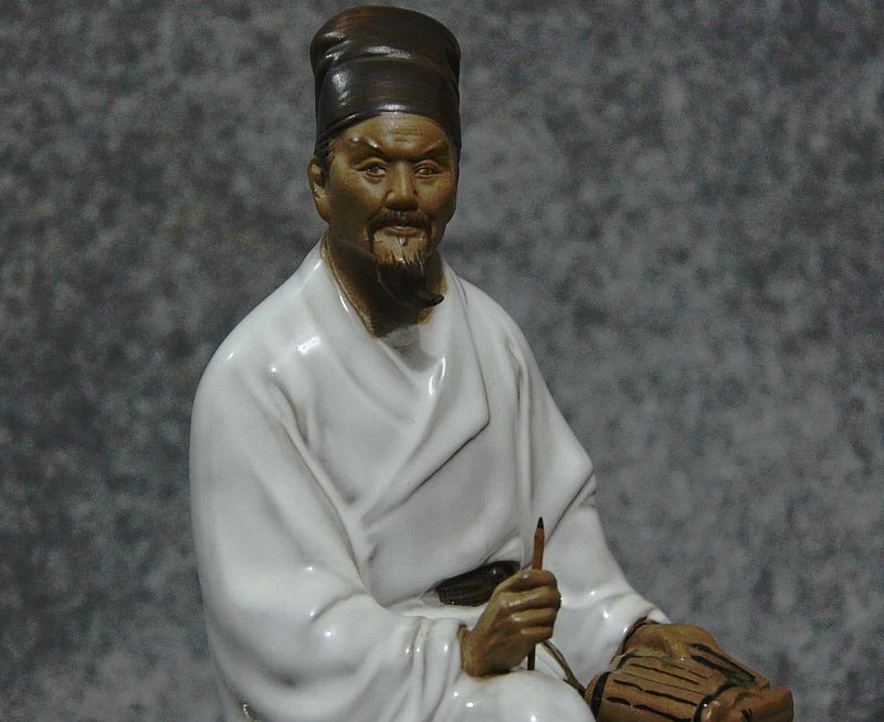 8&quot Chinese Porcelain Old Man writing Brush Li Shizhen Book Statue Art Sculpture | Дом и сад