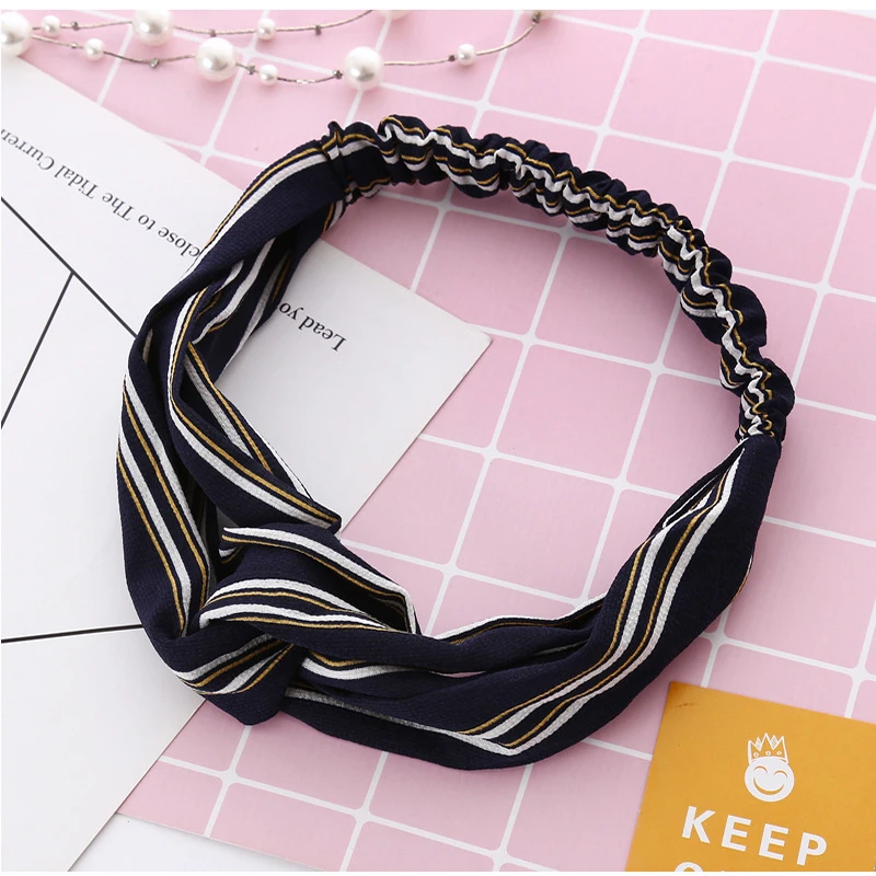 1 шт. Женская повязка на голову в полоску с узелком аксессуары для волос