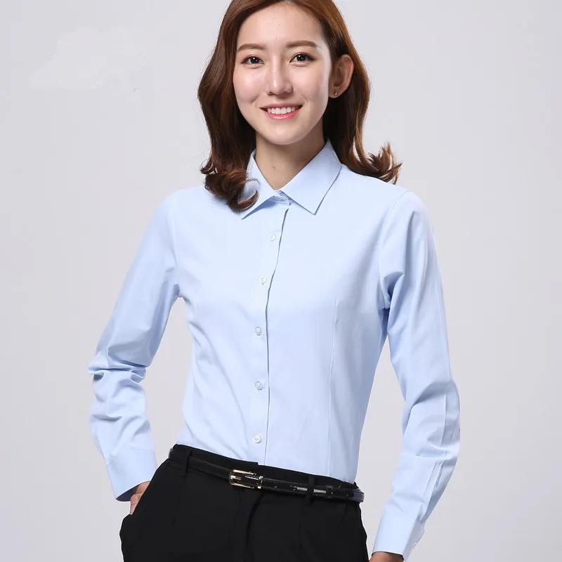 Мужские и женские рубашки с длинным рукавом синие однотонные деловые