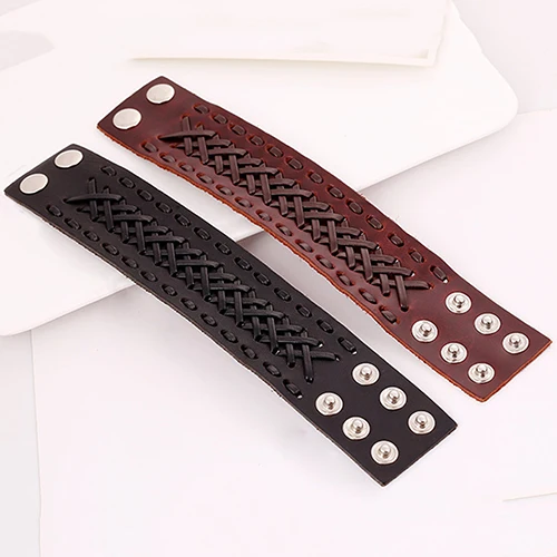 Hot Brand Unisex Men's Women's Punk Braid Wide Faux Leather Bracelet Cuff Wristband Bangle 6K98 7GJH BDL2 | Украшения и