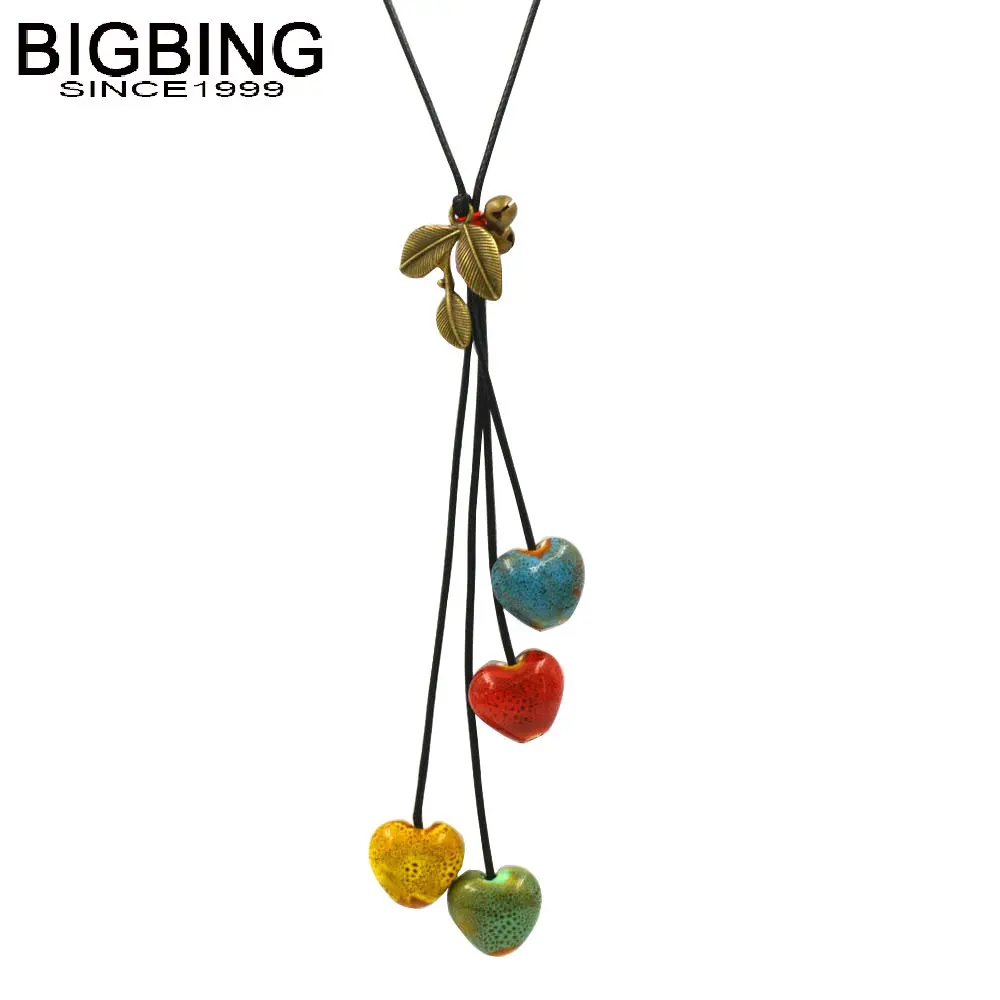 Ожерелье с керамическим сердечком C123 BIGBING ручная вязка оптовая продажа ювелирных