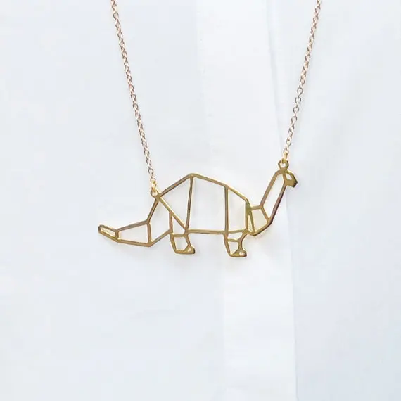 Ожерелье золотистого и серебристого цвета с апозавром женское ожерелье