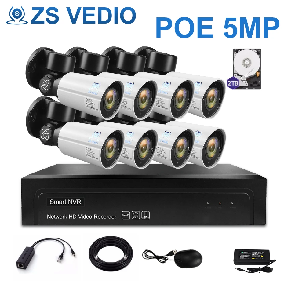 ZSVEDIO видеонаблюдения IP Камера 8CH H.265 PTZ 5.0MP POE 4X зум NVR Kit CCTV Системы наружной