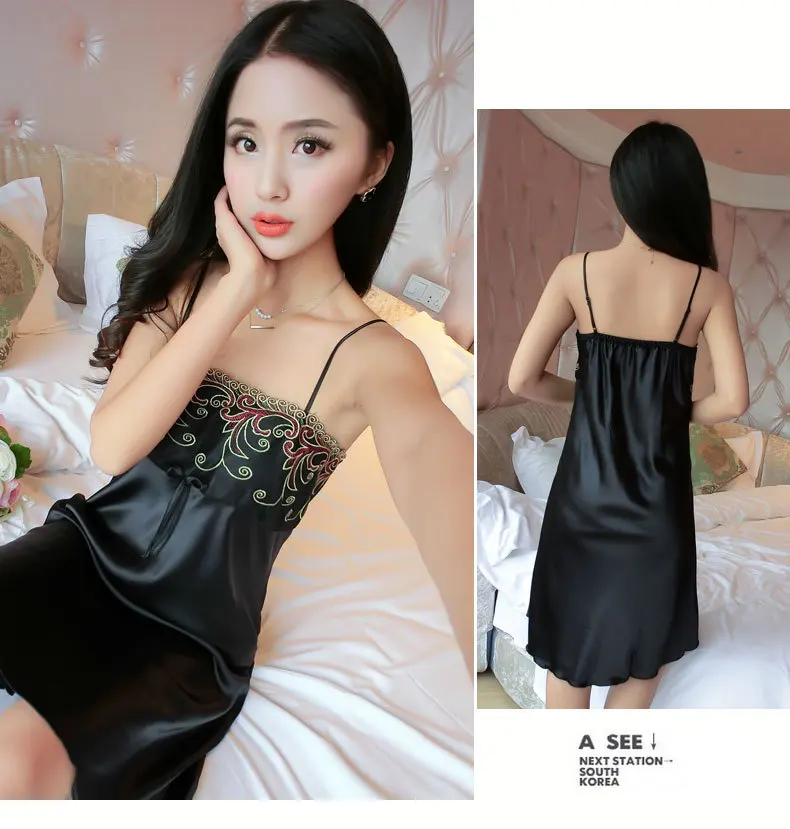 Женская ночная сорочка на тонких бретельках кружевные рубашки для сна женская