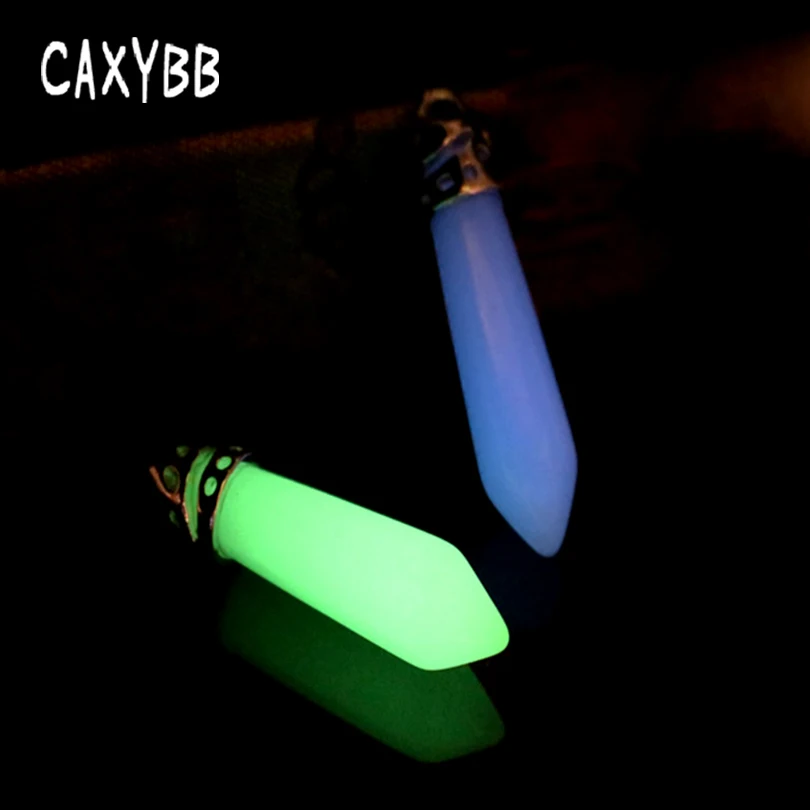 Caxybb световой камень гексагональной Колонка флуоресцентный Цепочки и ожерелья