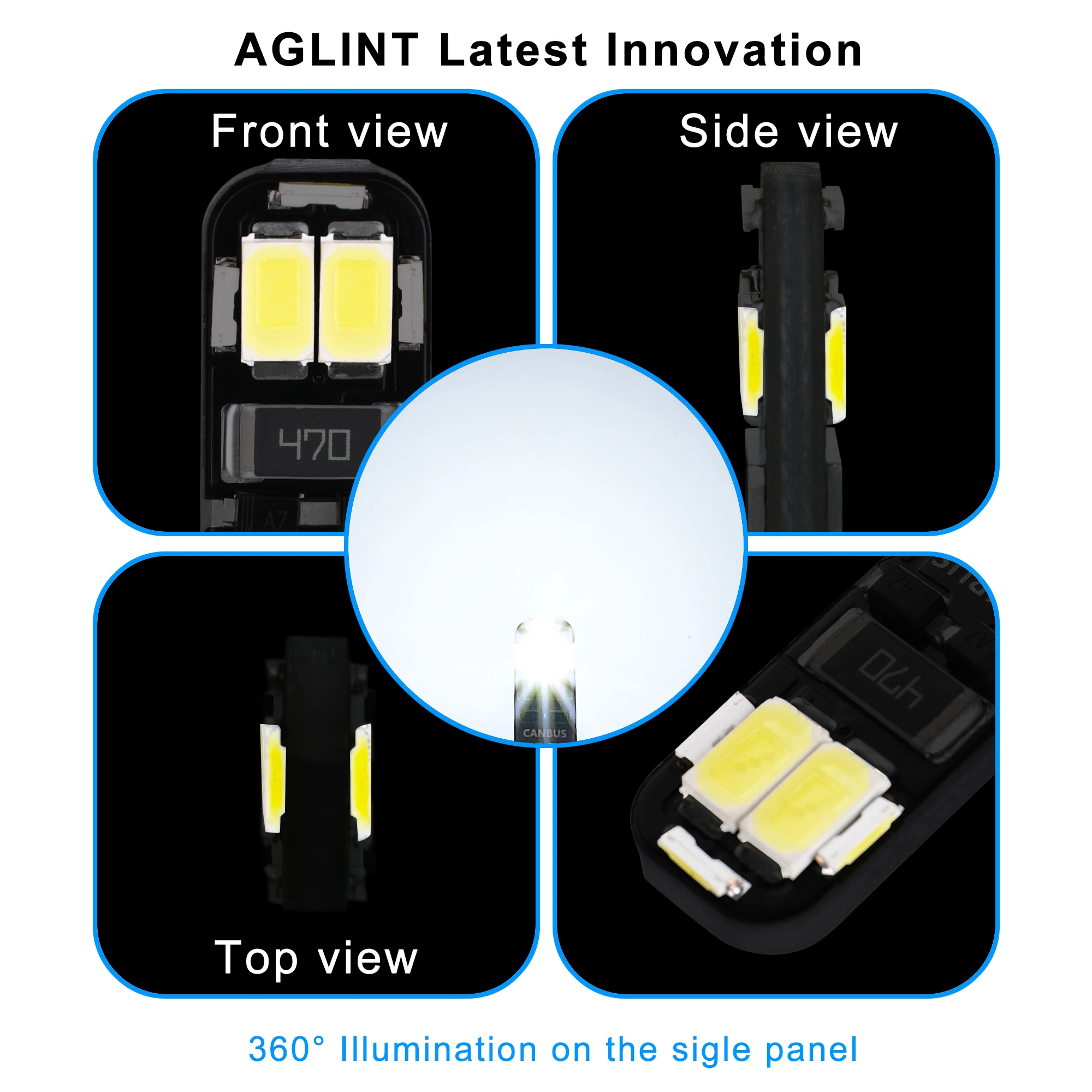 AGLINT 8 шт. T10 Светодиодные лампы CANBUS без ошибок W5W 194 168 танкетка для Авто салона