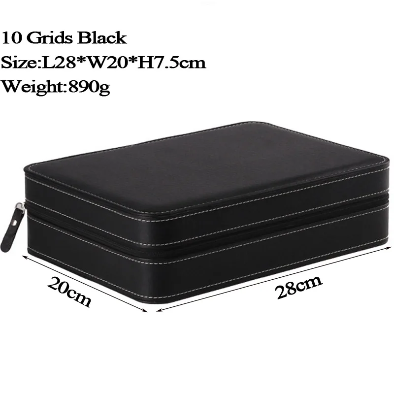 Модный роскошный органайзер коробка с 10 решетками и кожаной застежкой-молнией