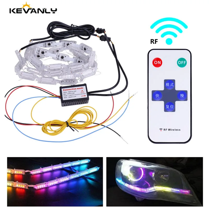 2 шт. RF пульт дистанционного управления RGB LED DRL 15 светодиодный гибкий течет