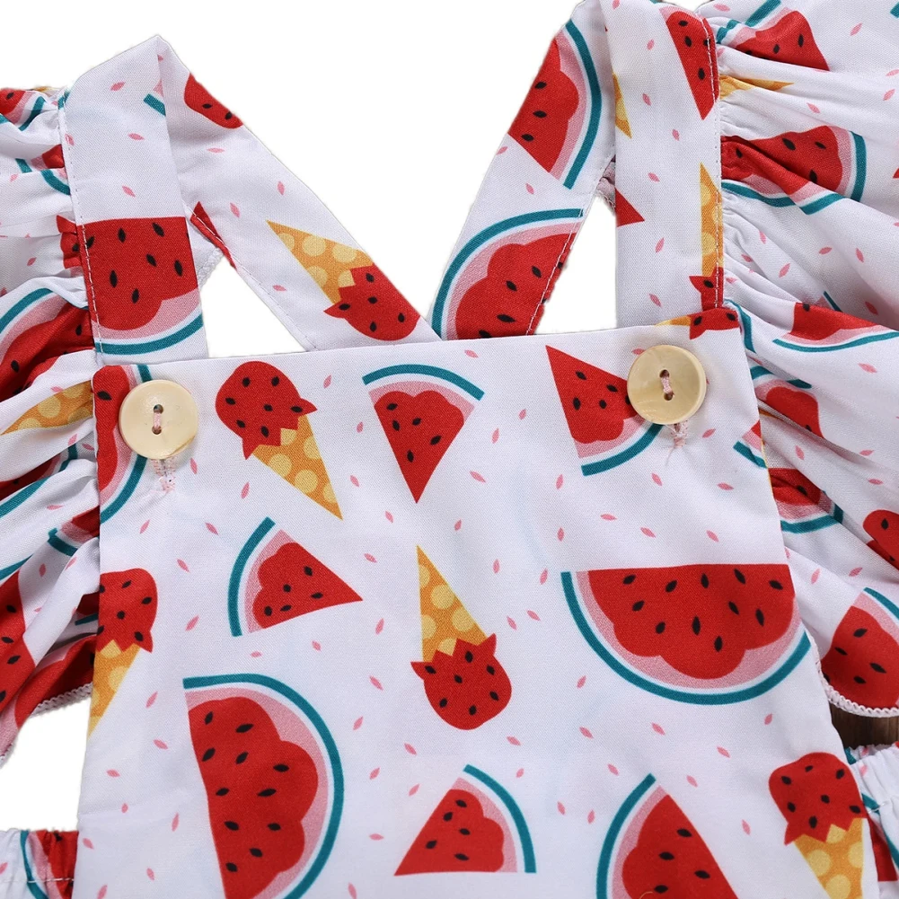 

Newborn Baby Girls Watermelon Romper with Headband Clothes Sunsuit