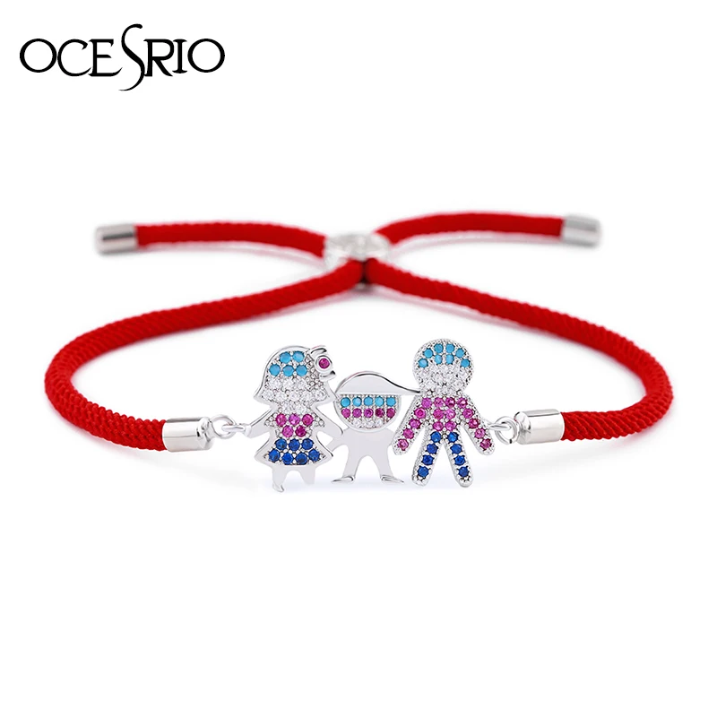OCESRIO семья красных ниток браслеты для женщин детей CZ нить лучший друг Парные