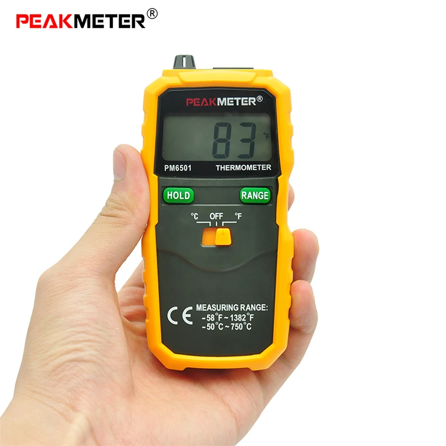PEAKMETER PM6501 High Accuracy LCD Wireless Digital Thermometer K-type Temperature Meter with Thermocouple Probe Data Hold Key |