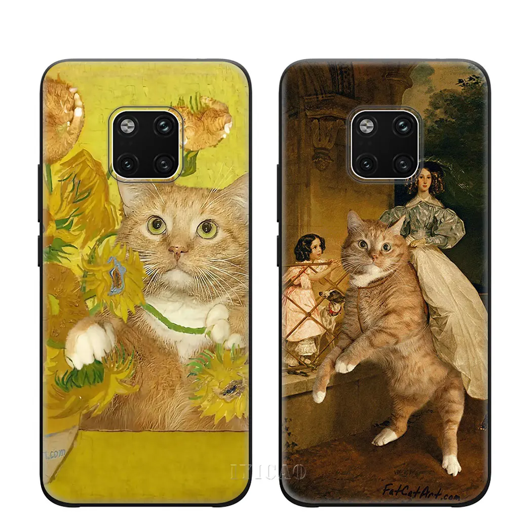 IYICAO Famous painting Orange cat Soft Phone Case for Huawei Mate 10 20 Lite Pro Nova 2i 3 3i 4 Cover |