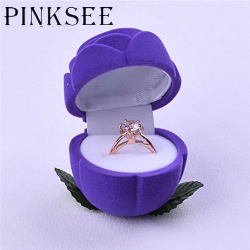 

PINKSEE Red Rose Engagement Ring Earrings Keepsake Pendants Jewelry Gift Box Container For Wedding Ring Valentine's Day Gift