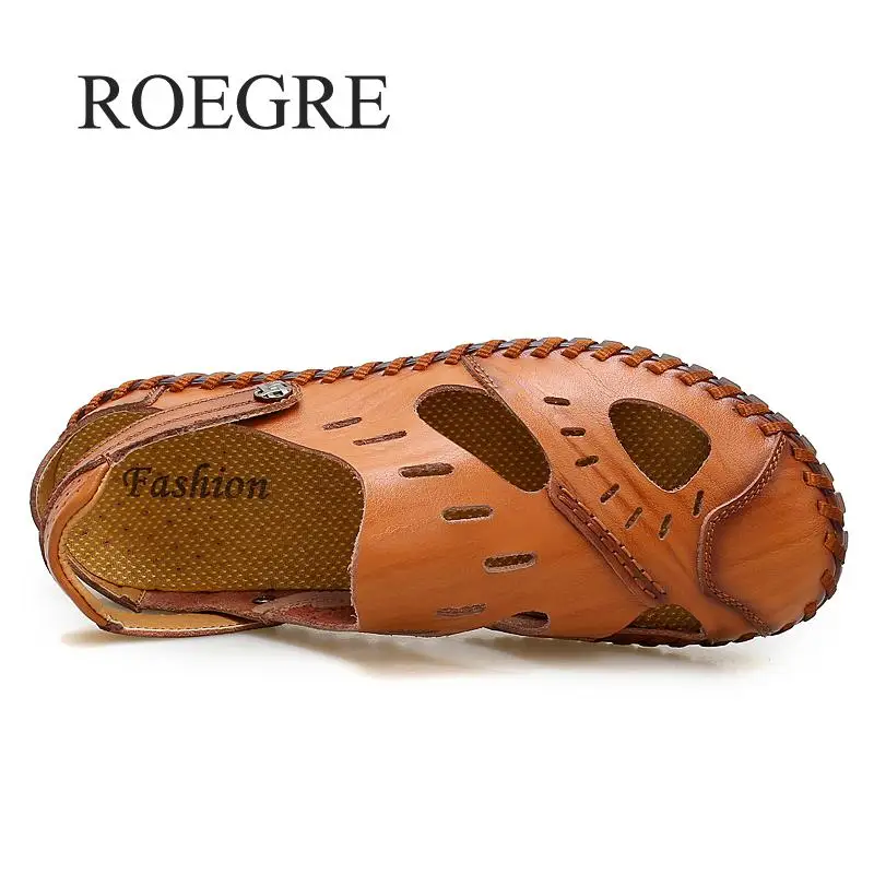 Мужские сандалии из натуральной спилковой кожи мужские пляжные римские