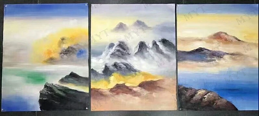 MYT Large Handpainted 3 PCS As 1 Set Landscape Oil Painting On Canvas Wall Art Pictures For Living Room Home Decor | Дом и сад