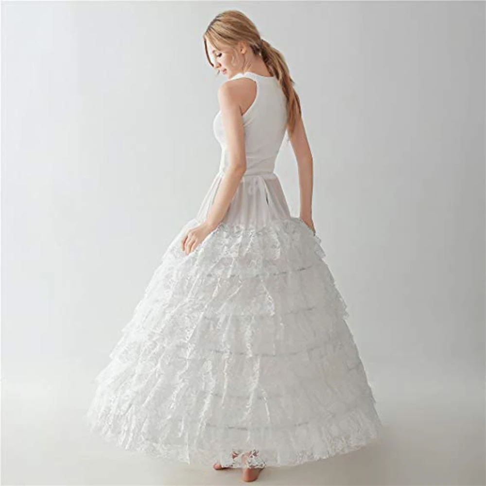 Colorful Lace Petticoat Floor Length Long Ball Gown Underskirt Without Hoop 9 Layers Women Crinoline Bridal 2019 | Свадьбы и