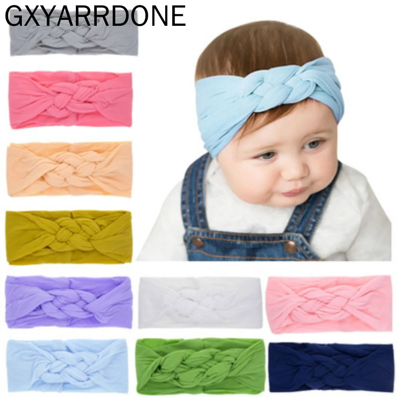 

1PCS 2019 Braided Nylon Headbands Kids Girls Children Twisted Top Cross Knot Headwraps Elastic Soft Hairbands Hair Accessories